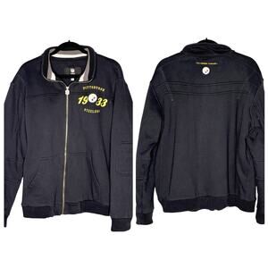 NFL Proline Mens L Pittsburgh Steelers Heavy Black Sherpa Lined Jacket Coat